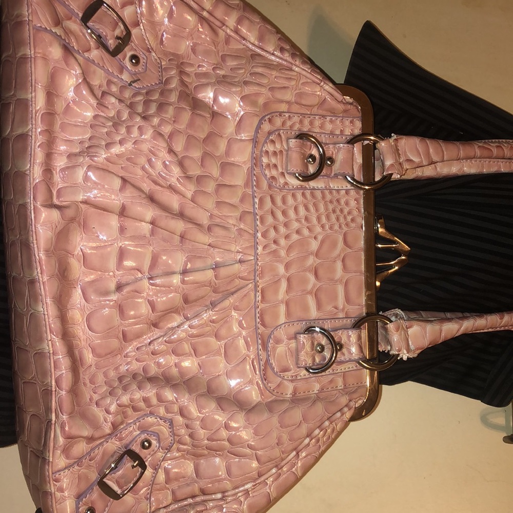 Light Pink Faux Alligator Skin Purse